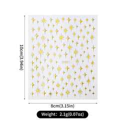 6Pcs 3D Silvery Star Nail Sticker Y2K Nail Design Gold Bronzing Slider Chrome Effect Nail Decoration Nail Design Manicure Tips * (ONLINE ORDER ONLY)