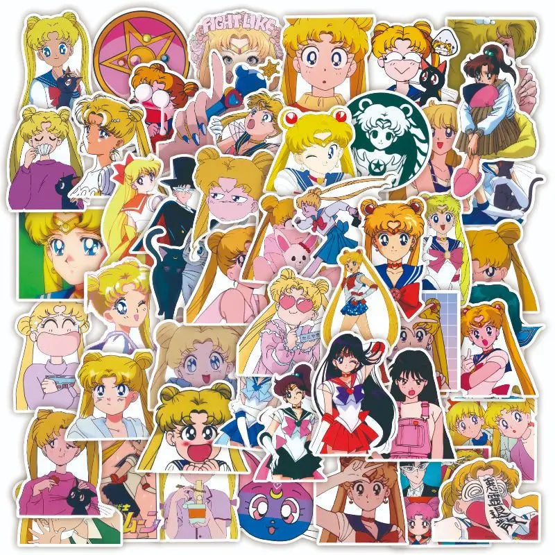 50pcs Sailor Moon Stickers for Luggage, Water Bottles, Phones, Laptops, and More (Online Order Only)