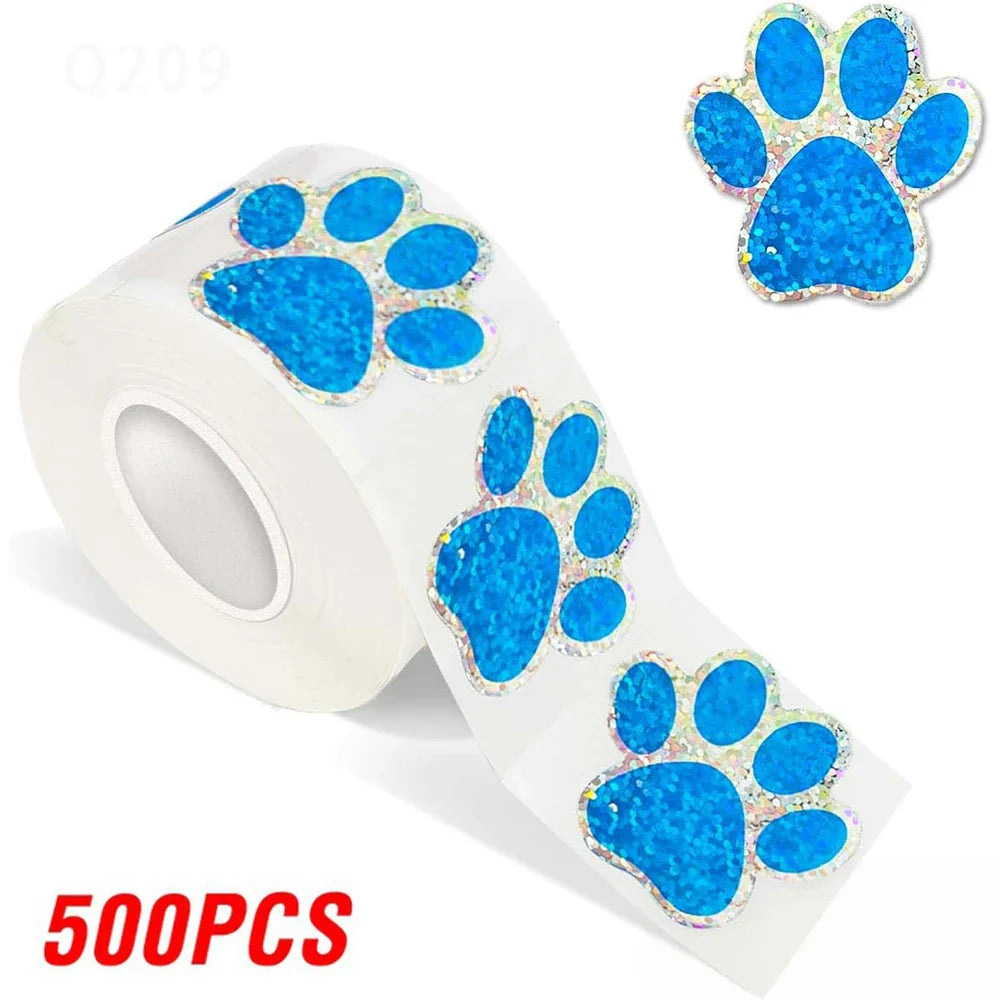 100-500pcs Black laser Sticker Paw Print Reward Stickers Dog Cat Bear Paw Labels for Teacher Student Stationery Sticker (ONLINE ORDER ONLY)