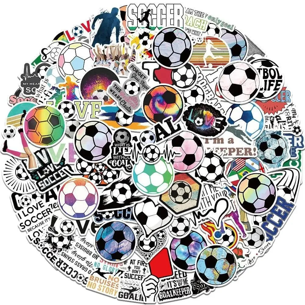 50PCS New Cool Popular Cartoon Football Sports Stickers Pack Skateboard Guitar Decoration DIY Laptop PVC Graffiti (Online Order Only)