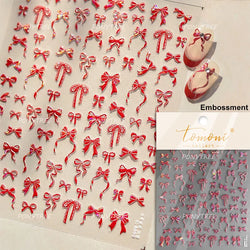 Cute Pet Creamy Rabbit Bear Dog Ribbon Bowknot Lamb Red Painted Heartbeat Flowers Adhesive Nail Art Stickers 3D Manicure Decals (Online Order Only)