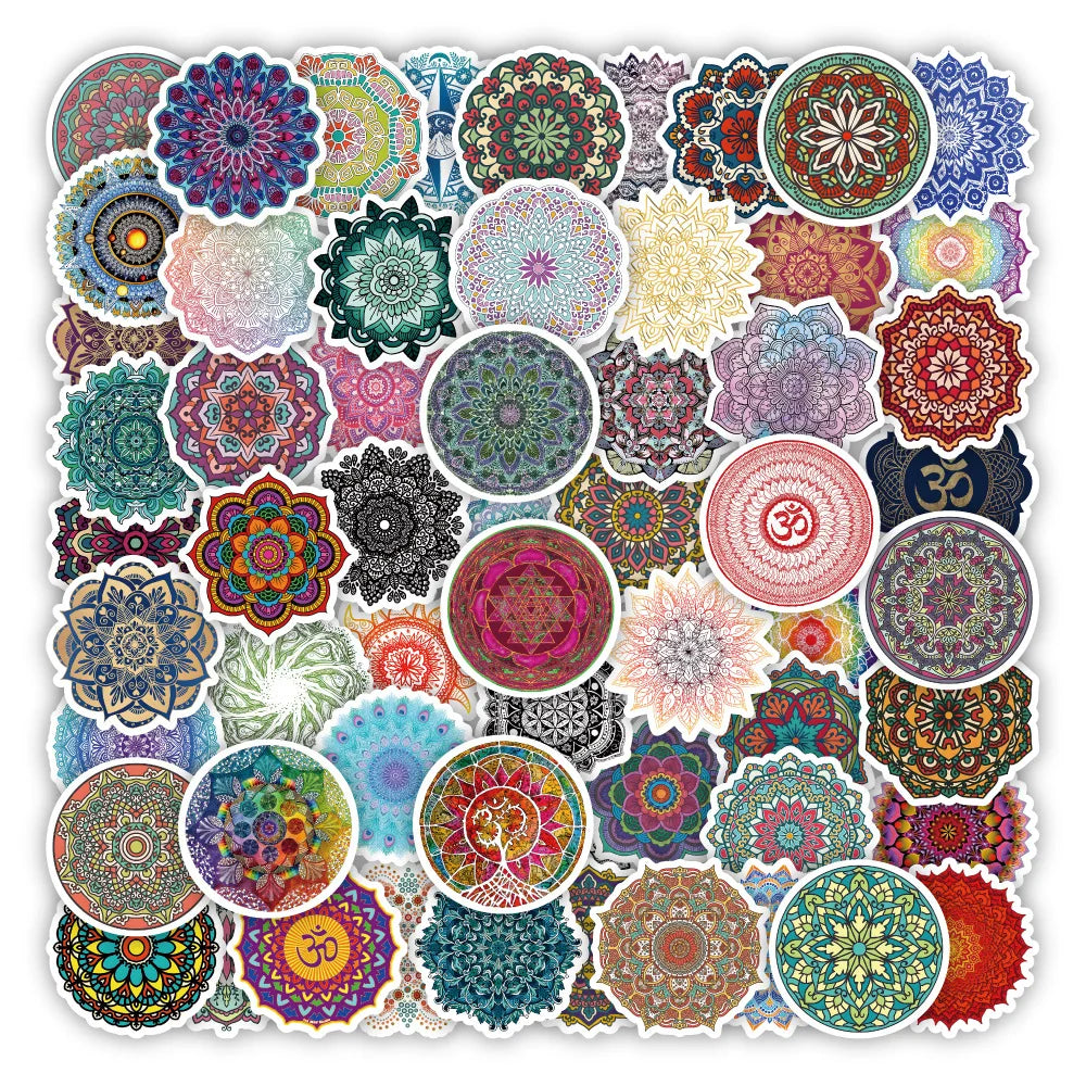 10/50PCS Yoga Mandala Pattern PVC Stickers for Car Suitcase Car Helmet Luggage Graffiti Sticker For Phone Case Home Decals (Online Order Only)