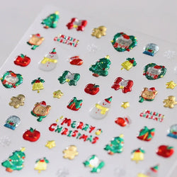 Snowman Apple Stars Gift Bell Snowflake Christmas Tree 3D Jelly Self Adhesive Nail Art Stickers Santa Claus Xmas Manicure Decals (ONLINE ORDER ONLY)