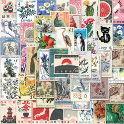 50pcs Retro Stamp Art Stickers Vintage Aesthetic Cartoon Decals For Laptop Luggage Skateboard Phone Sticker Kids Toys (ONLINE ORDER ONLY)