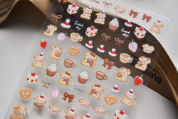 Bowknot Dog puppy Christmas Hat Strawberry Cake Food Coffee Cherry Love Heart Adhesive Nail Art Sticker Reliefs Manicure Decals (Online Order Only)