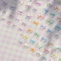 Colourful Grid Bowknot Charming Silk Ribbon Tie Chic 5D Self Adhesive Nail Art Sticker Sparkle Crystal Rhinestone Manicure Decal (ONLINE ORDER ONLY)