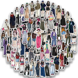 65pcs Fashion Mocha Girl Album Sticker Diy Computer Phone Scrapbooking Stickers Student Stationery Arts Crafts (ONLINE ORDER ONLY)