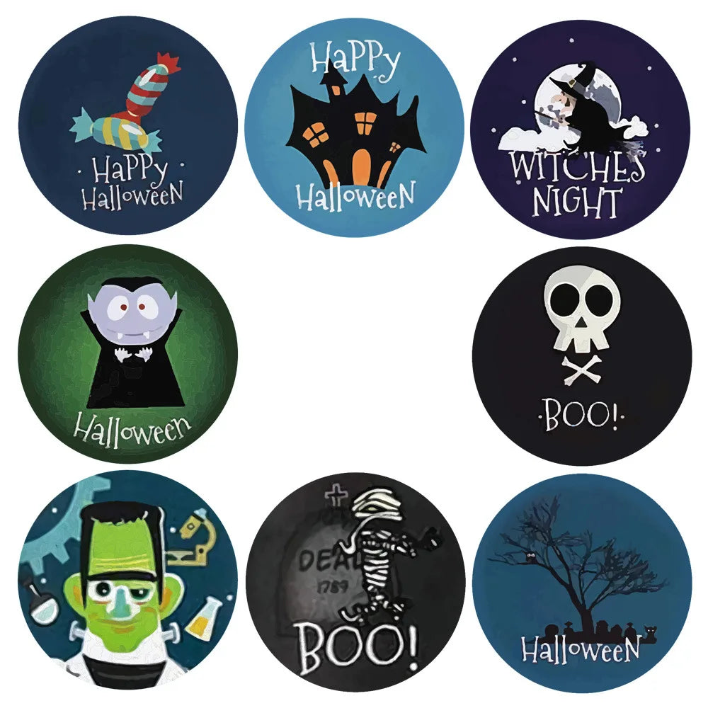 100-500pcs Halloween Pumpkin Witch Self Adhesive Paper Stickers Candy Bags Box Gift Packaging Sealing Sticker Labels (ONLINE ORDER ONLY)