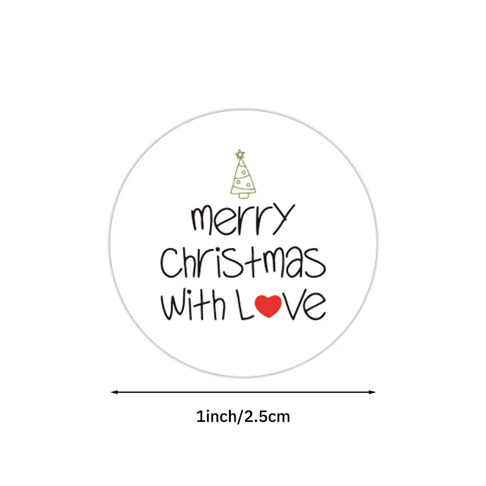 100-500Pcs White Merry Christmas Label Stickers for Card Gift Package Wrapping Festival Party Baking Small Business 1inch (Online Order Only)