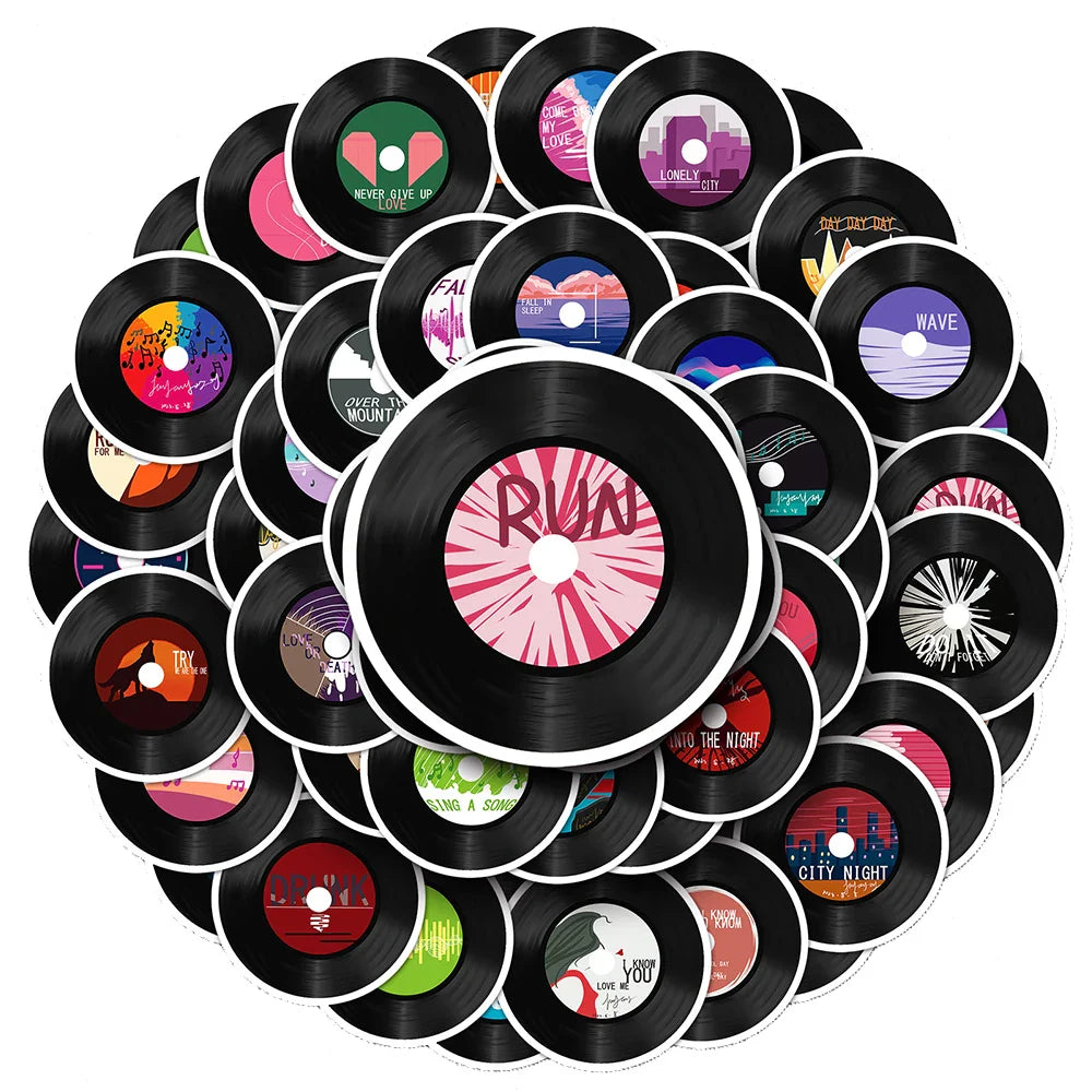 10/30/50pcs Cool Music Record Band Stickers Waterproof Cartoon Decals Laptop Notebook Motorcycle Car Decoration Sticker Kids Toy (Online Order Only)