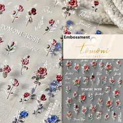Retro Rose Gold Photo Frame Dried Flower Delicate Totem 3D Self Adhesive Nail Art Stickers 5D Shiny Rhinestone Manicure Decals (ONLINE ORDER ONLY)