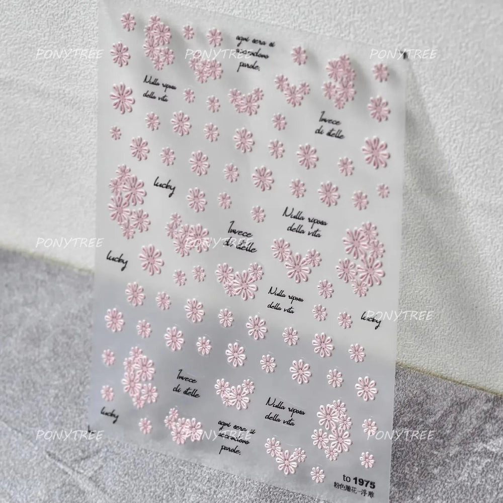 Colourful Daisy Pink Coreopsis Cosmos Persian Chrysanthemum Flower Garden Adhesive Nail Art Decoration Stickers Manicure Decals (ONLINE ORDER ONLY)