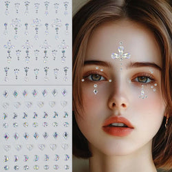1pc Star-Shaped Rhinestone Sticker Sparkling Acrylic Rhinestone Face Decals Butterfly & Floral Designs for Party/Stage/Festivals (ONLINE ORDER ONLY)