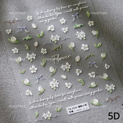 Hot Stamping Jelly All Tulips Garden Flower Bowknot Wave Lace Line Golden and Radiant Adhesive Nail Art Stickers Manicure Decals (ONLINE ORDER ONLY)
