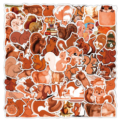 10/50pcs Cartoon Squirrel Stickers Scrapbook Articles Cute Nuts Squirrel Decal Craft Articles Materials DIY Children's Decals (ONLINE ORDER ONLY)