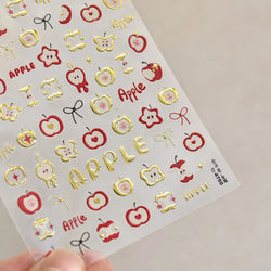 Shiny Attractive Apple Core Peel Cute Fruits Bowknot Tie Star Self Adhesive Nail Art Stickers Charming Rhinestone Manicure Decal (ONLINE ORDER ONLY)
