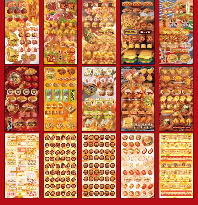 25 Pages Ins Retro Cute Food Cake Decorative Stickers Book Scrapbooking Phone Case DIY Journal Collage Material Sticker Gift (ONLINE ORDER ONLY)