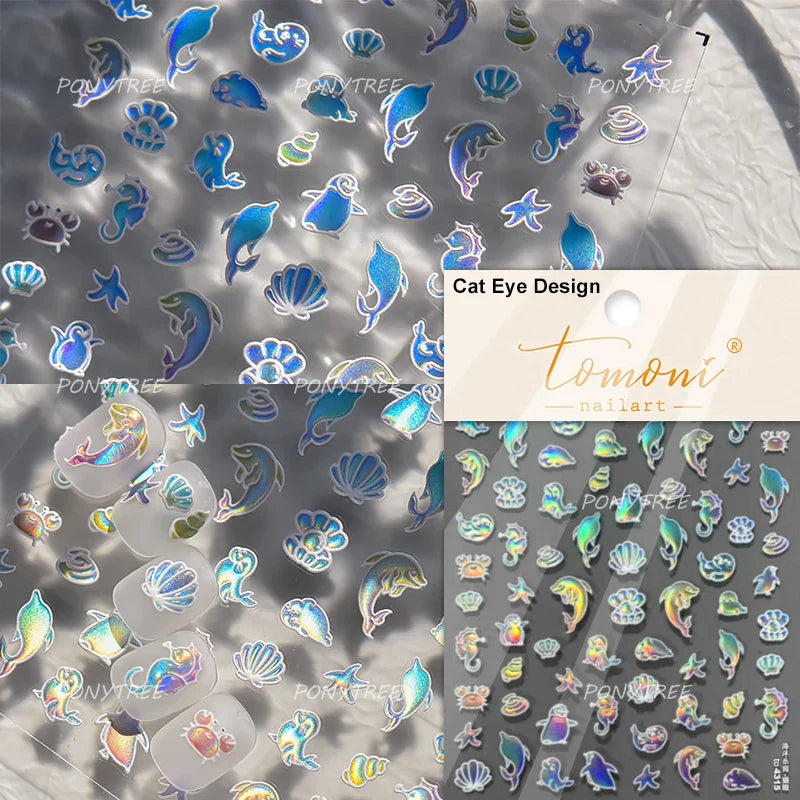 Deep Sea Animal Fish Shoal of Fish Whale Coral Dolphin Summer Beach Cute Jellyfish Bubble Bathyal Fauna Nail Art Stickers Decals (ONLINE ORDER ONLY)