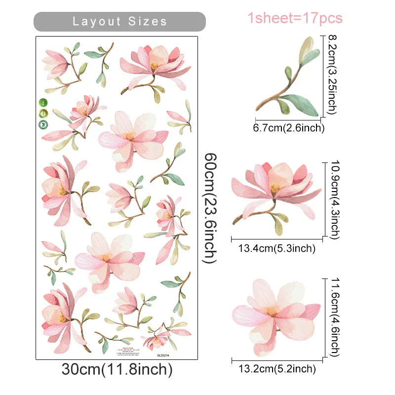 Boho Flower Botanical Wall Decals Vinyl Stickers for Nursery Kids Room Decor (Online Order Only)