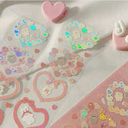 1pc Hot Silver Kawaii Bear Stickers Glitter Scrapbooking Decorative Cute Sticker Korean DIY Diary Album Stick Label Stationery (Online Order Only)