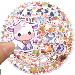 50pcs Waterproof Graffiti Cute Cartoon Cow Animal Sticker For Luggage Laptop Guitar Phone Skateboard Vinyl Decals (ONLINE ORDER ONLY)