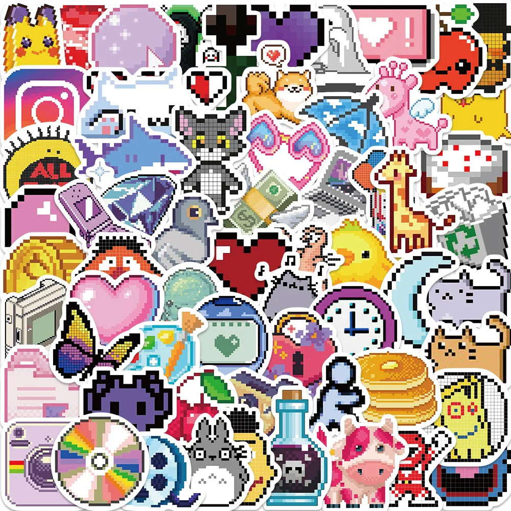 64PCS Anime Graffiti Stickers Waterproof for Luggage Laptop Helmet Motorcycle Kids Decals (Online Order Only)