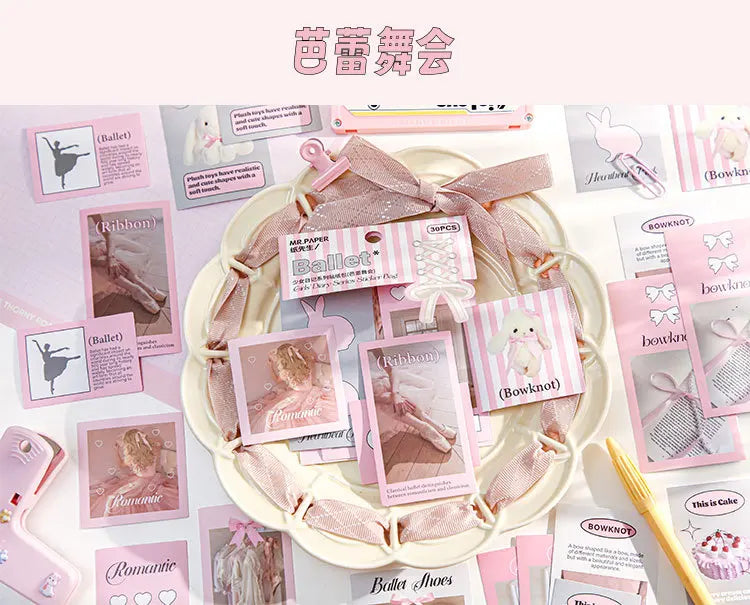 30Pcs Korean Ins Cute Girl Heart Scrapbooking Stickers Hand Account Idol Card Album DIY Phone Deco Material Stationery Sticker (ONLINE ORDER ONLY)