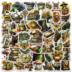 Vintage Jungle Witch Stickers - 10/30/50pcs Waterproof Decals for Notebook, Phone, Laptop, Suitcase (Online Order Only)