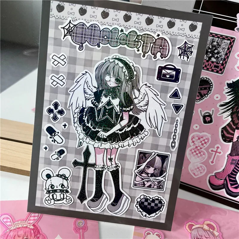 Korean Cute Maid Devil Angel Girl Stickers Scrapbooking DIY Album Decoration Sticker Aesthetic Personalized Kawaii Stationery (ONLINE ORDER ONLY)