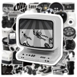 10/30/50PCS INS Black White Sketchbook Sticker Aesthetic PVC Children's Laptop School Stationery Scrapbooking Supplies for Kids (ONLINE ORDER ONLY)