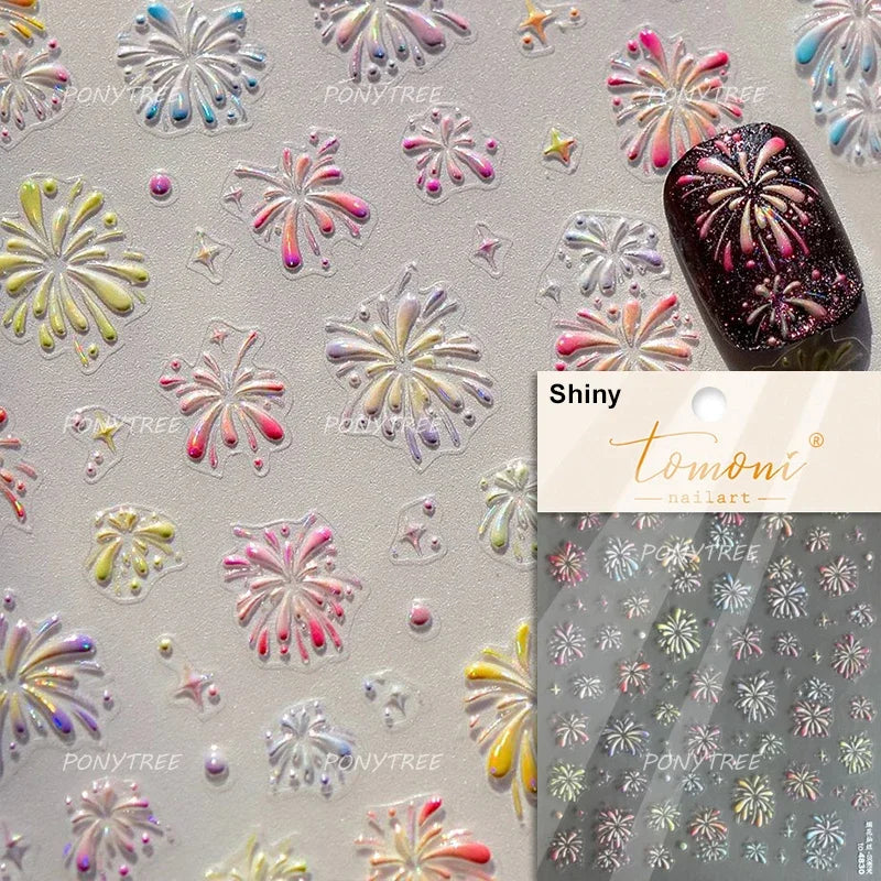Fireworks Bloom Romantic Starry Sky Goldfish Metallics Color Gradient Self Adhesive Nail Art Stickers Halo Dyeing Manicure Decal (ONLINE ORDER ONLY)