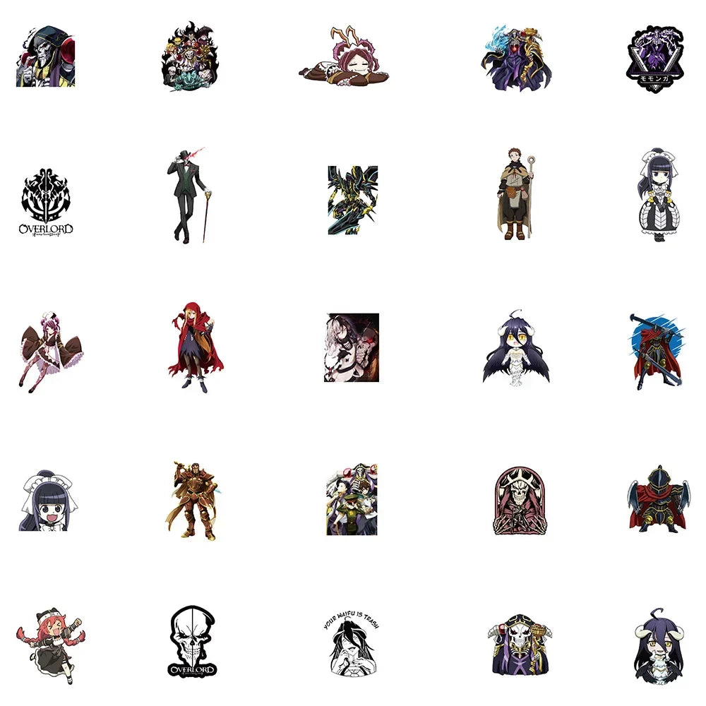 50Pcs Anime Overlord Stickers Momonga Albedo Sticker for Laptop Waterproof Graffiti Skateboard Sticker DIY Toy Motorcycle (ONLINE ORDER ONLY)