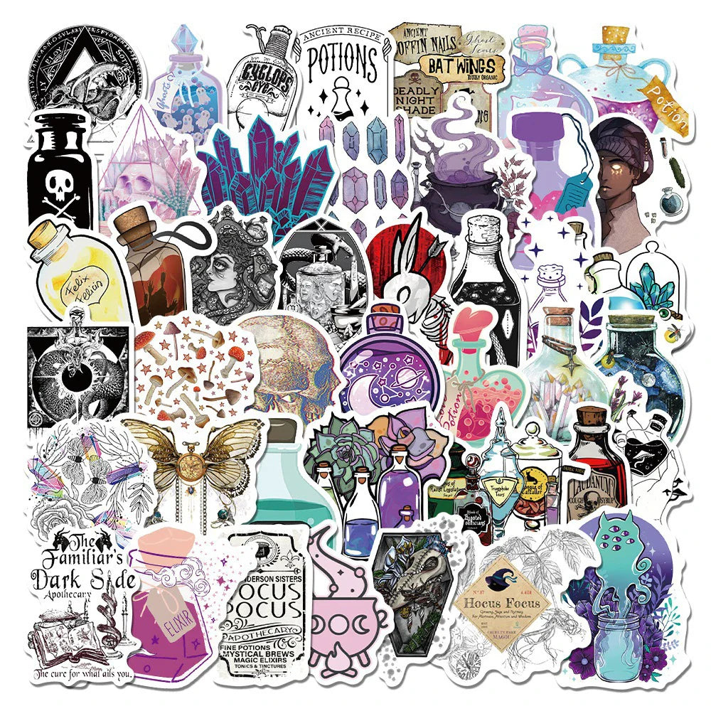 Gothic Witch Crystal Stickers: Skateboard, Laptop, Motorcycle, Luggage, Car Decals (10/30/50/100PCS) (ONLINE ORDER ONLY)