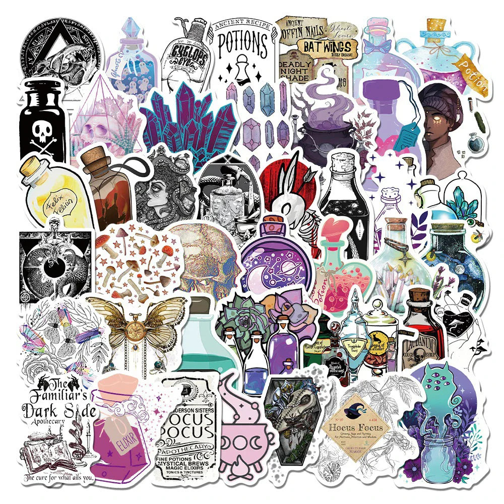 Gothic Witch Crystal Stickers: Skateboard, Laptop, Motorcycle, Luggage, Car Decals (10/30/50/100PCS) (ONLINE ORDER ONLY)
