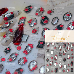 Watercolor Style Rose Flower Colored Rosa Chinensis 3D 5D Flat Reliefs Charming Self Adhesive Nail Art Stickers Manicure Decals (ONLINE ORDER ONLY)