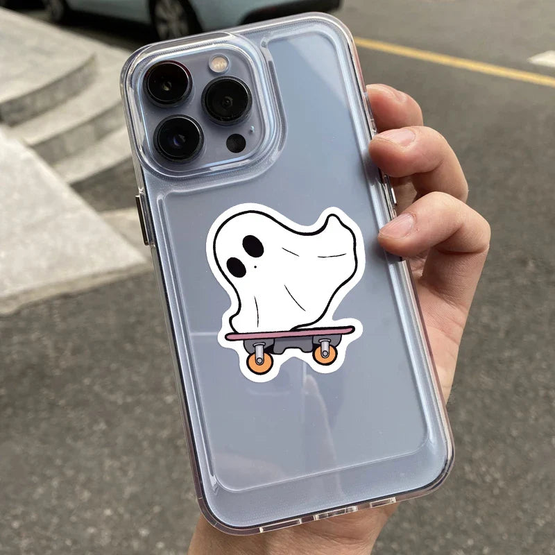 50pcs Funny Cartoon Ghost Stickers For Luggage Guitar Phone Diary Waterproof Graffiti Kids Toy DIY Cute Spooky Laptop Decals﻿ (ONLINE ORDER ONLY)
