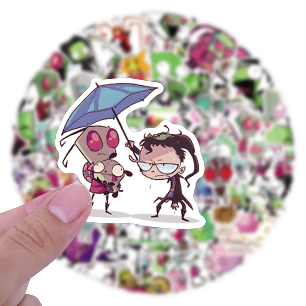 10/30/50/110PCS Invader Zim Stickers Funny Cartoon Kids Toys DIY Luggage Laptop Guitar Car Bike Skatboard Decals Movie Sticker (ONLINE ORDER ONLY)