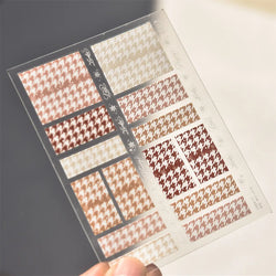 Charming Geometric Black Khaki Brown Grid Houndstooth Snowflake Flat Chic  Adhesive Nail Art Decoration Stickers Manicure Decals (Online Order Only)