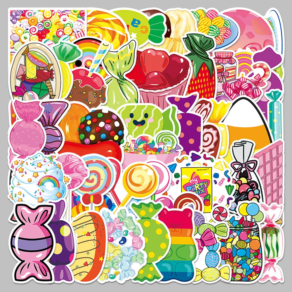 50pcs Cartoon Candy Graffiti Stickers for Helmet, Wall, DIY Decoration (ONLINE ORDER ONLY)