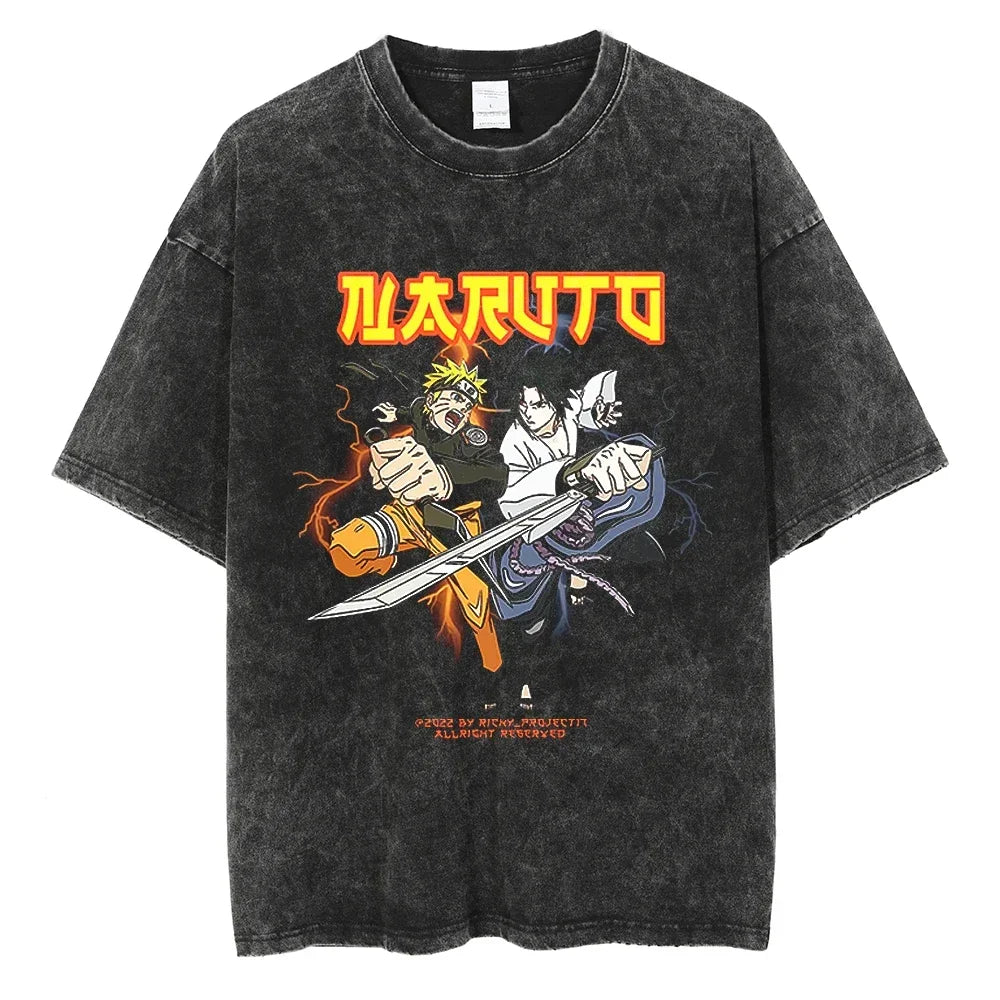 Naruto Rock Lee Streetwear T Shirt Vintage Washed Black (ONLINE ORDER ONLY)