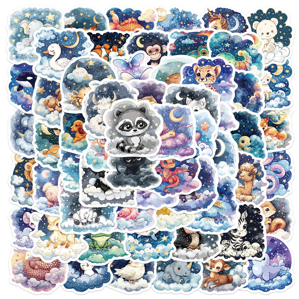 Kawaii Cartoon Animal Starry Sky Stickers for Kids - 10/30/50pcs (ONLINE ORDER ONLY)
