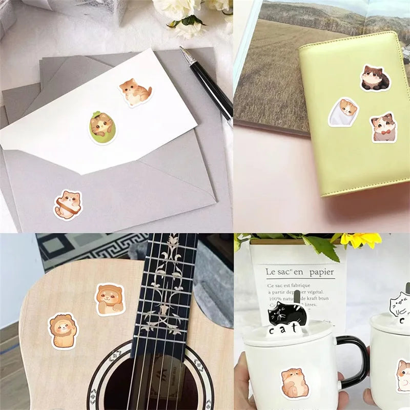 500PCS Cute Fat Cat Sticky Paper Labels Thank You Sticker Sealing Decoration Scrapbooking Stationery Hand Accounting Supplies (ONLINE ORDER ONLY)