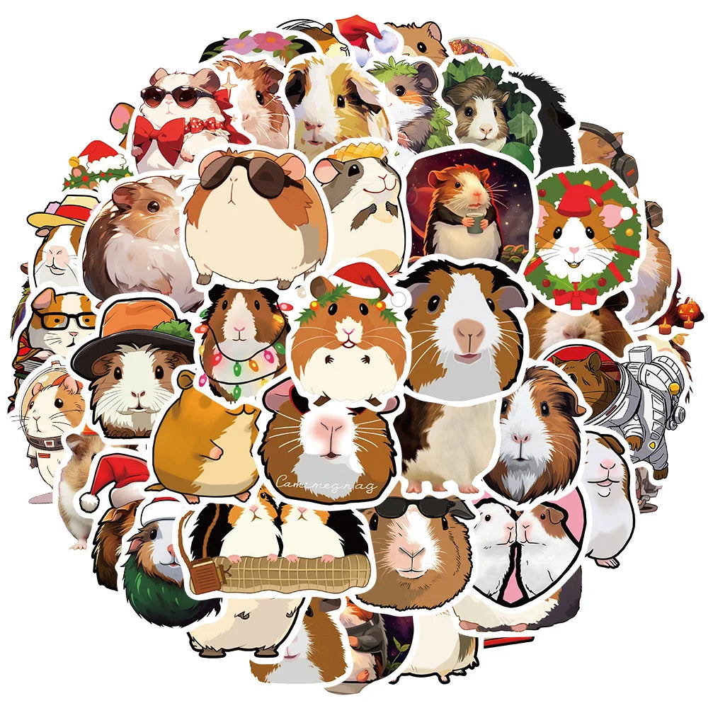 Cute Cartoon Animal Guinea Pig Stickers for Laptop, Car, Fridge, DIY Vinyl (10/30/50pcs) (ONLINE ORDER ONLY)