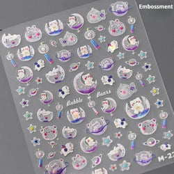 Bowknot Dog puppy Christmas Hat Strawberry Cake Food Coffee Cherry Love Heart Adhesive Nail Art Sticker Reliefs Manicure Decals (Online Order Only)