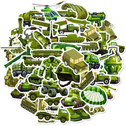 10/30/50PCS Green Military Affairs PVC Sticker Aesthetic DIY Decoration Scrapbooking Stationery School Supplies for Kids (ONLINE ORDER ONLY)