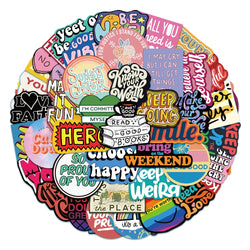 50Pcs Inspirational English Phrases Sticker Motivational For Suitcase Skateboard Laptop Luggage Phone Styling DIY Decal Pegatina (Online Order Only)