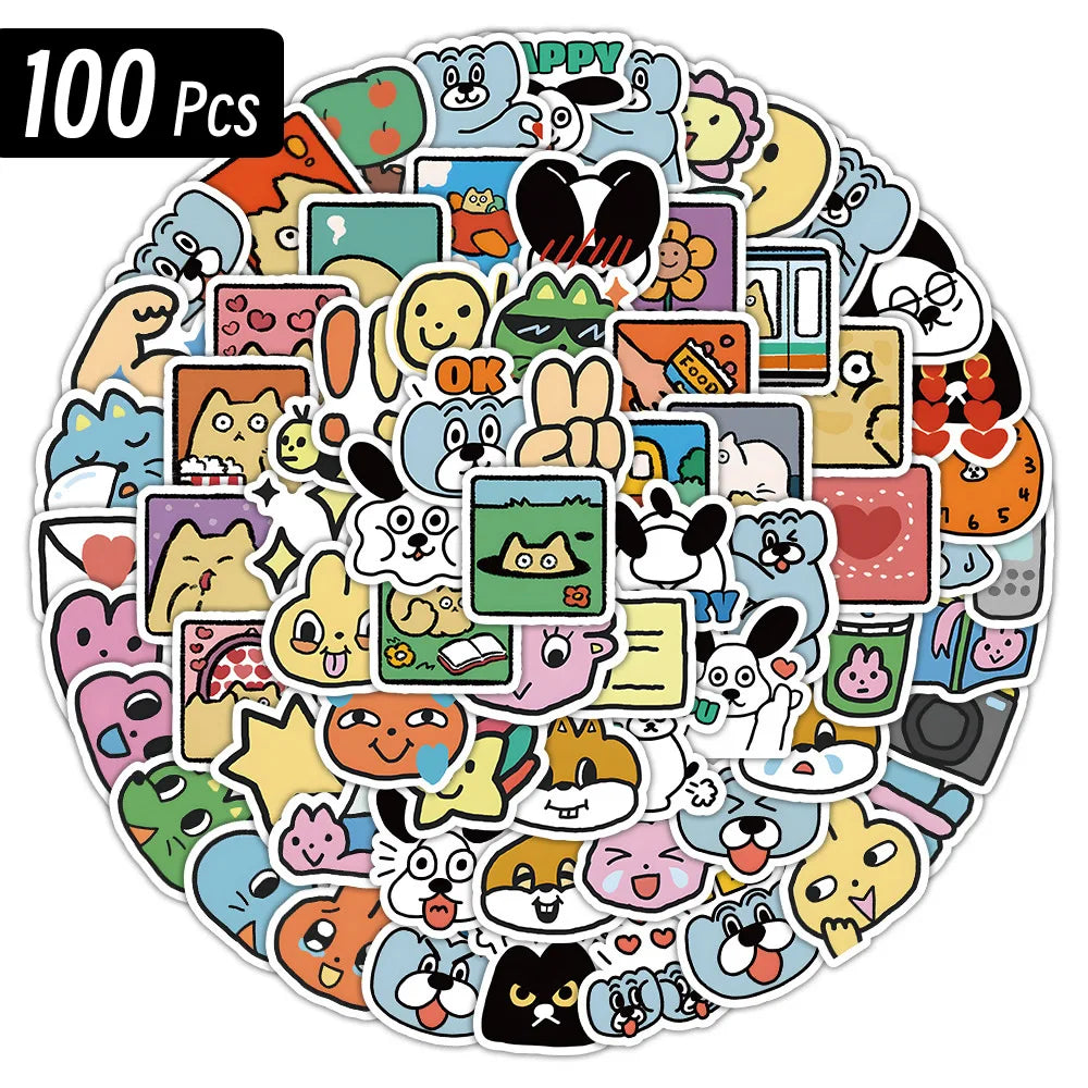 16 Style Funny Dog Cat Animal Meme Waterproof Graffiti Sticker Aesthetic Decorative Luggage Laptop Phone Scrapbook Kids Stickers (Online Order Only)