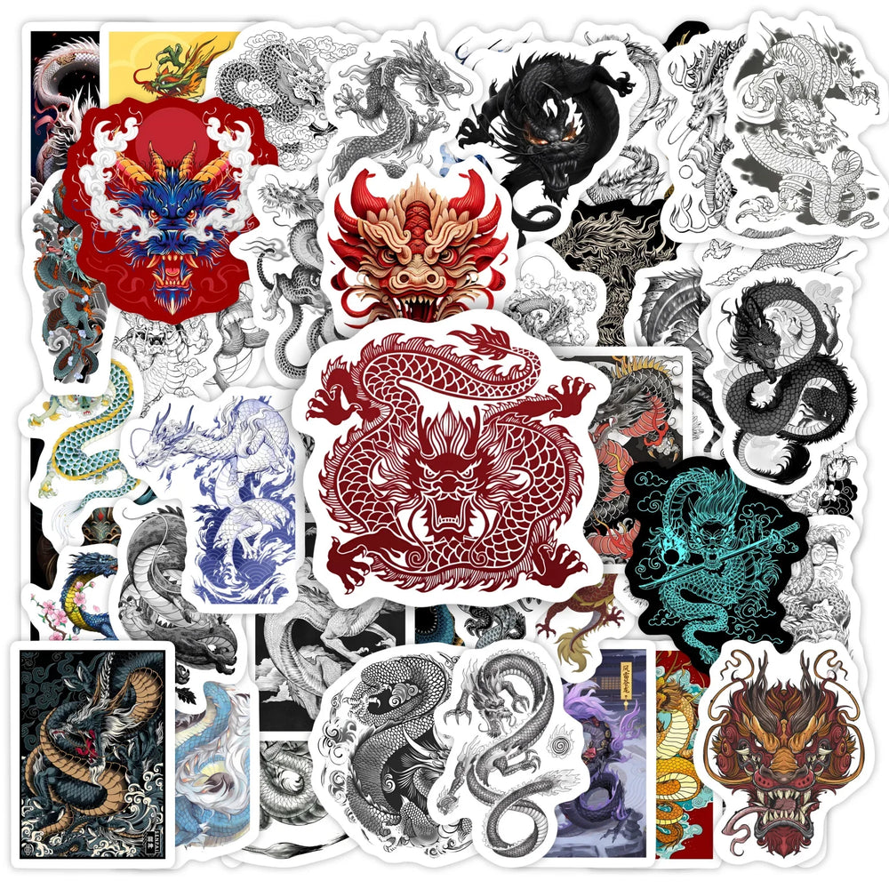 Chinese Dragon Stickers Cool Art Game Aesthetic DIY Toy Gift Graffiti Decal for Phone Luggage Laptop Scrapbook Waterproof (ONLINE ORDER ONLY)