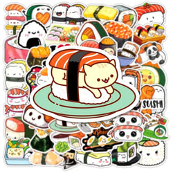 10/30/50PCS Cute Cartoon Sushi PVC Sticker Aesthetic Sticky Decoration Scrapbooking Korean Stationery School Supplies for Kids (Online Order Only)