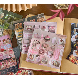 30 Pages Cute Retro Food Die-cut Sticker Book Y2K Sticker Journal Handbook Scrapbooking Kawaii Decoration Sticker Kids Gift (ONLINE ORDER ONLY)